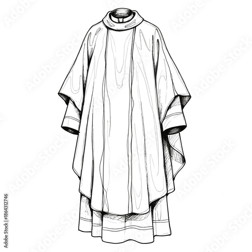 Clergy robe in line art style for Theophany religious celebration and Orthodox visuals