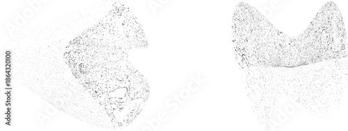 Distorted geometric shape . Minimal art design . Noise destroyed logo . Trendy grainy shapes . Graph print texture .Spray effect .Grunge texture . Distressed element .vector
