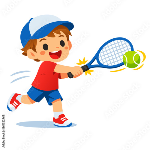 Kids Tennis Player Cartoon Icon