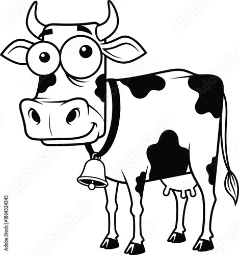 Playful cow with bell