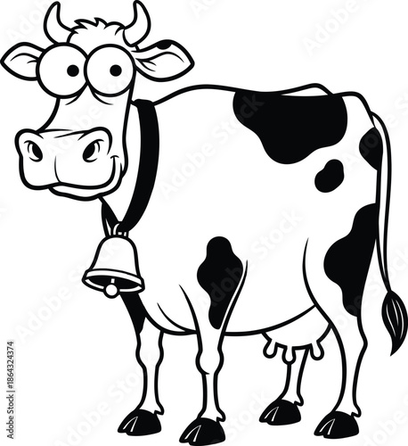 Playful cow with bell