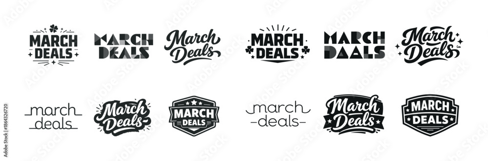 Obraz premium March deals logo set: diverse typography designs for sales promotion