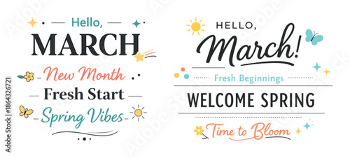 Hello march: fresh start and spring vibes with flowers and stars