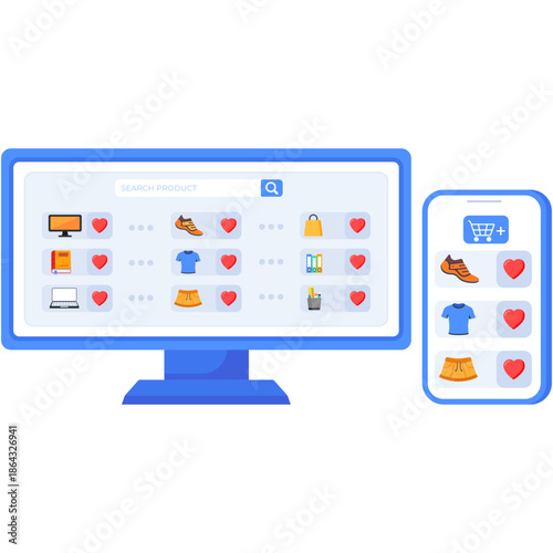 Responsive E-commerce Store and Product Catalogue Illustration