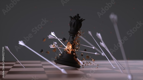 Defeated chess piece king concept art