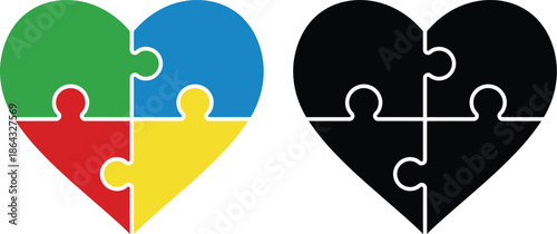 Colorful puzzle pieces forming a heart Vector