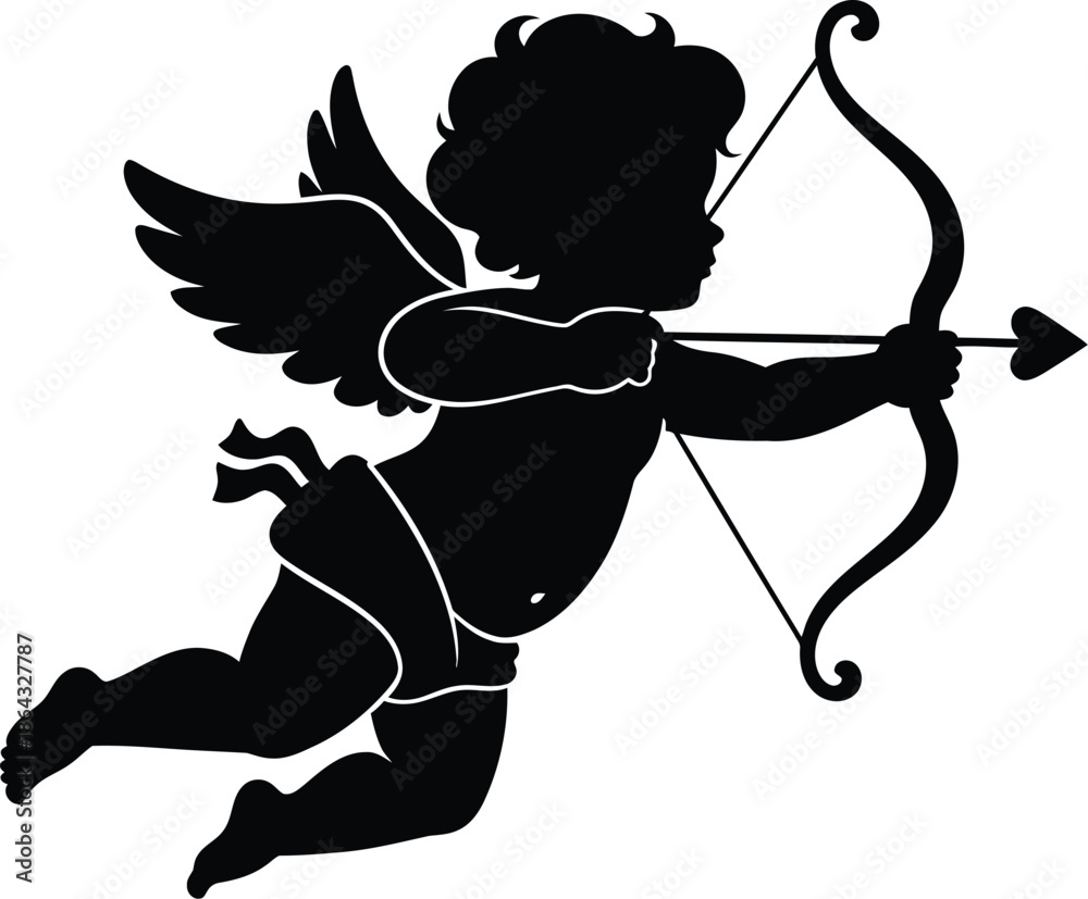 Fototapeta premium Cupid shooting arrow Vector
