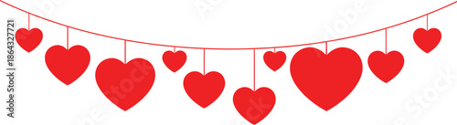 Red heart garland decoration Vector