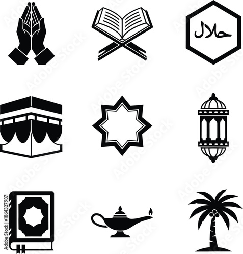  Islamic symbols and icons Vector