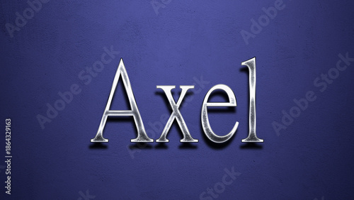 Tableau sur toile 3D Chrome name design of Axel on blue Background.