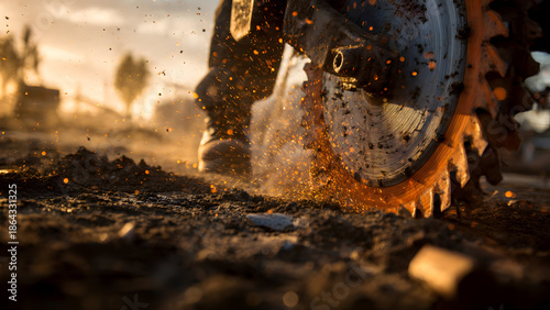 Detailed Cross-Section of Weathered Tree Stump with Growth Rings and Moss
