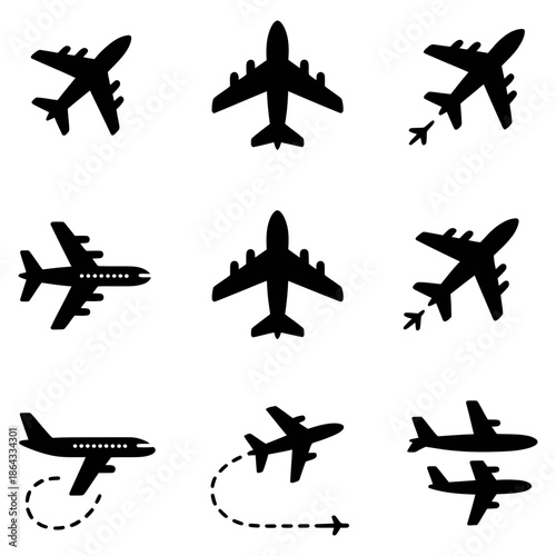set of airplane silhouettes