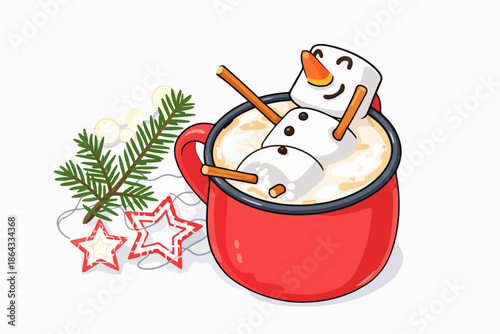 Cute snowman figured drink reflecting the warmth of winter months.