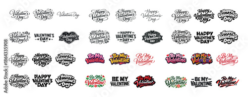 Valentine's day typography collection: festive designs in black and red