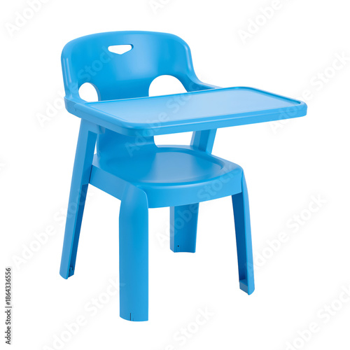 Blue Plastic Chair With a Tray for Children in a Playroom Setting