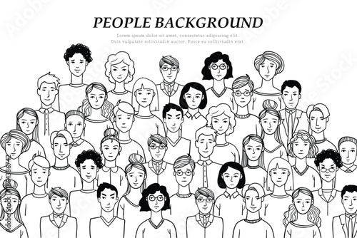 Funny cartoon vector illustration set of a happy family and school kids group including a business woman, boy, and baby character drawings