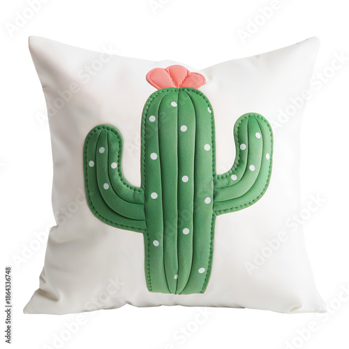 Cactus Design Pillow With Green and White Colors in a Simple Style for Home D...