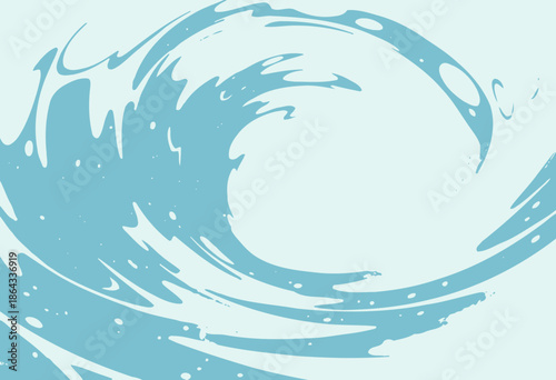 Dynamic Abstract Illustration of a Powerful Ocean Wave in Fluid Motion Capturing Vivid Blue and Green Tones in a Surreal Art Style