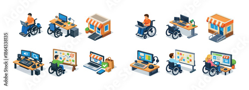 Isometric disabled accessibility in tech and business environments