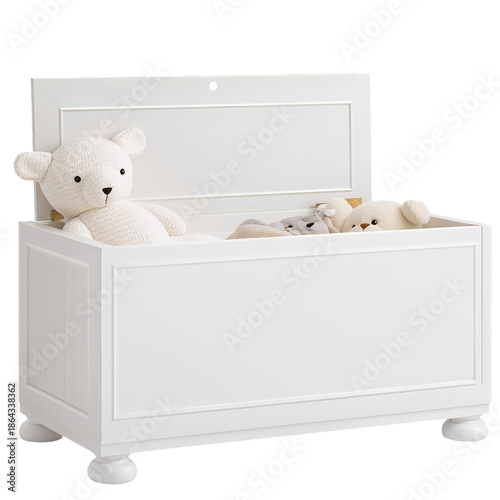 Storage Box Holds Stuffed Animals and a Blanket in a Clean Room Setting Durin...