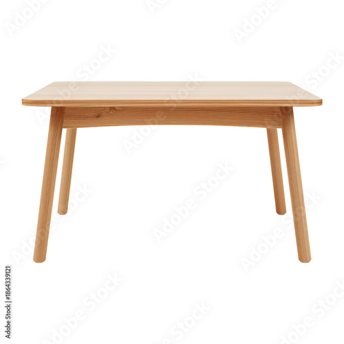 Simple Wooden Table With Straight Legs and Smooth Top on a Plain Background