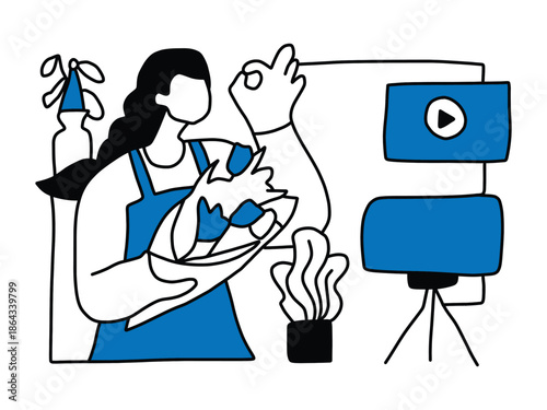 Flower Shop Front Flat Illustration. Local Florist Store Illustration