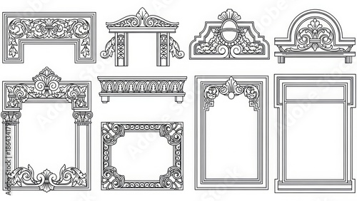 ornate architectural decorative elements framing designs antique classical ornamental borders and frames vintage graphic design