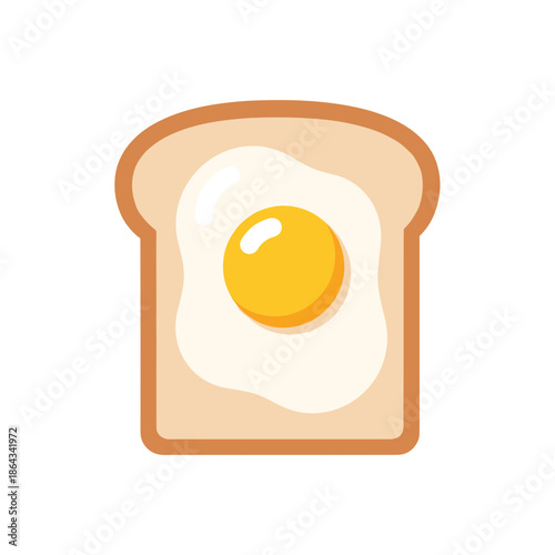 Fried egg on toast in flat design with bright colors  