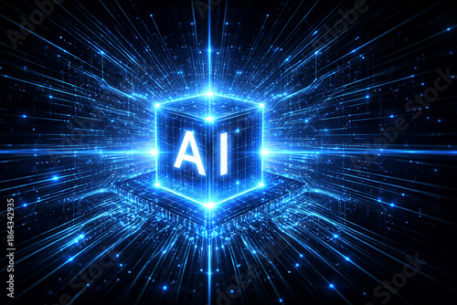 Futuristic ai shield protecting digital information and data