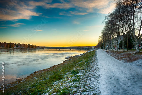 Old Bridge (Vanhasilta) over Kemijoki river in Rovaniemi, Finland. HDR.