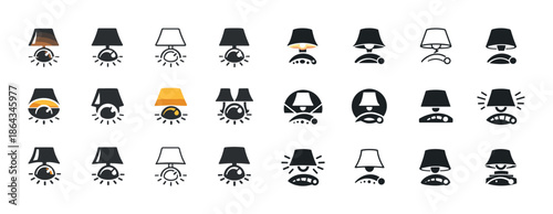 Various lamp icons in different styles and designs
