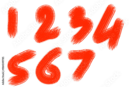 Vibrant red handwritten numbers on white background