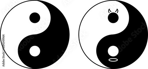 philosophy of the balance of yin and yang, concept of the dualism of good and evil, contrasting elements of heaven and hell
