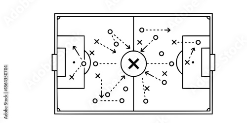Football Coach Tactical Board Strategy Plan Vector Illustration