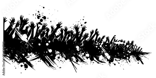 Abstract Ink Brush Crowd Waves Football Fans Vector