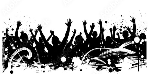 Abstract Ink Brush Crowd Waves Football Fans Vector