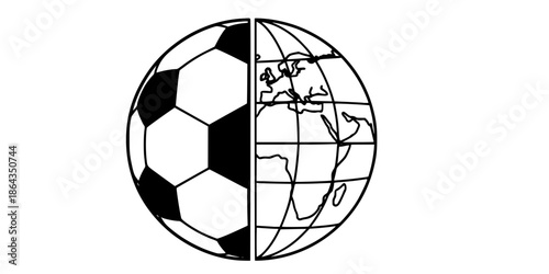 Half Football Half Earth Globe Duality Vector Icon