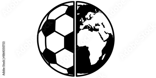 Half Football Half Earth Globe Duality Vector Icon