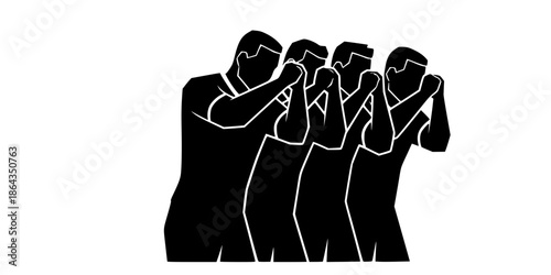 Football Defensive Wall Players Silhouette Vector