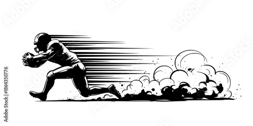 Aggressive Football Sliding Tackle Ink Brush Vector Art