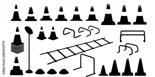 Football Training Cones and Agility Ladder Vector Set
