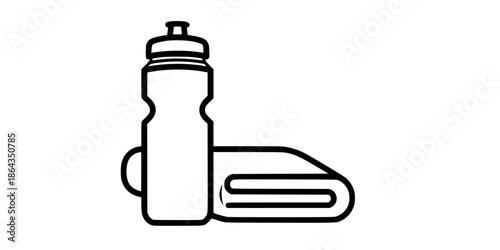 Football Sports Water Bottle and Towel Vector Icon
