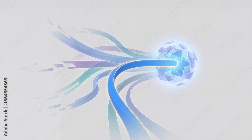 Obraz premium A vibrant blue and purple abstract design with swirling lines and a glowing orb