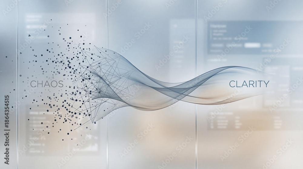 © marha - A conceptual image representing the transition from chaos to clarity in a modern digital environment © marha - A conceptual image representing the transition from chaos to clarity in a modern digital environment