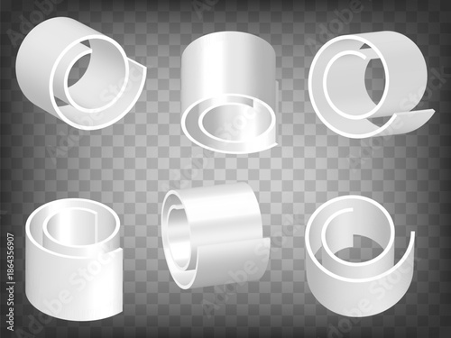 Set of perspective projections 3d Spiral model icons on transparent background.  3d Spiral icon illustration with different views and angles.  Abstract concept of graphic elements for your web site de