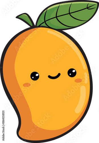 Cute cartoon mango character sticker style clipart for children