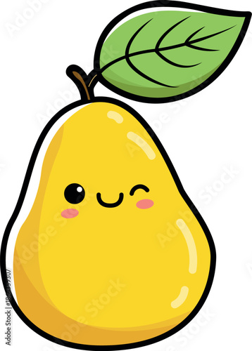 Cute cartoon guava character sticker style clipart for children 
