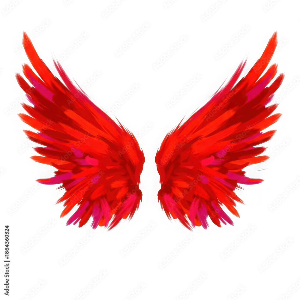 Obraz premium Vibrant red angel wings isolated on transparent background