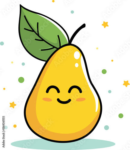 Cute cartoon smile guava character sticker style clipart for children