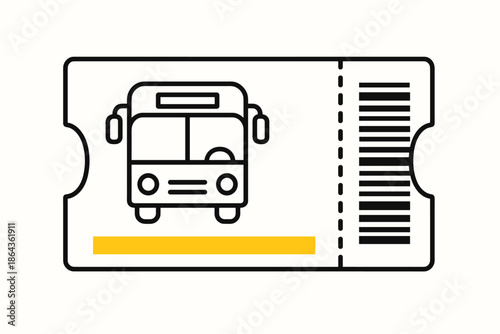 Bus ticket with barcode and yellow accent